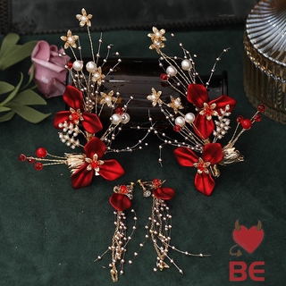 YADORNOS Set đôi khuyên tai và cặp kẹp tóc YADORNOS phong cách Trung Hoa thanh lịch thời trang dành cho nữ