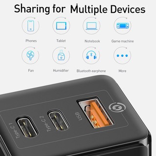 Củ Sạc Baseus GaN Mini Fast Charging Charger C+C+A 65W Charging Set (Kèm cáp sạc C to C 100W)
