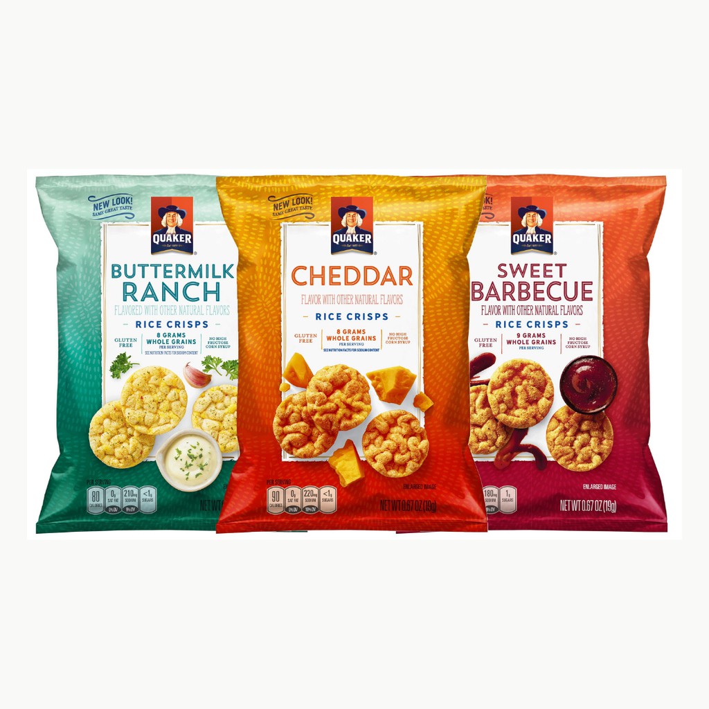 Snack bánh gạo giòn Quaker gói 19g-26g/ USA - Rice Crisps - Low Fat & Low Cholesterol/ Đồ ăn vặt healthy | BigBuy360 - bigbuy360.vn
