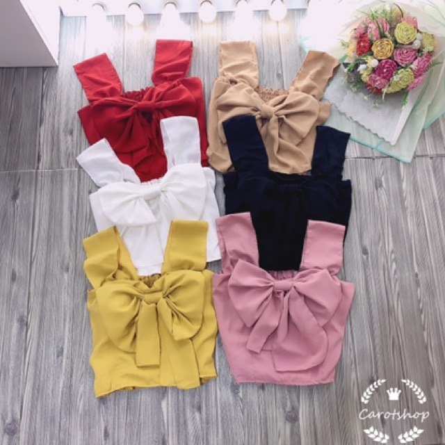 [ Mã WASTAPR giảm 10K đơn 50K] Áo 2 dây nơ ngực ( có mút ngực chất đũi ko nhăn ) hình thật - Carotshop | BigBuy360 - bigbuy360.vn