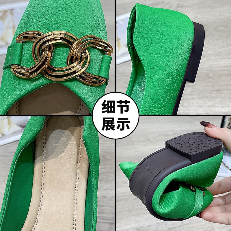 IELGY Giày Cao Gót Mũi Vuông Phong Cách Cổ Điển Thời Trang Cho Nữ