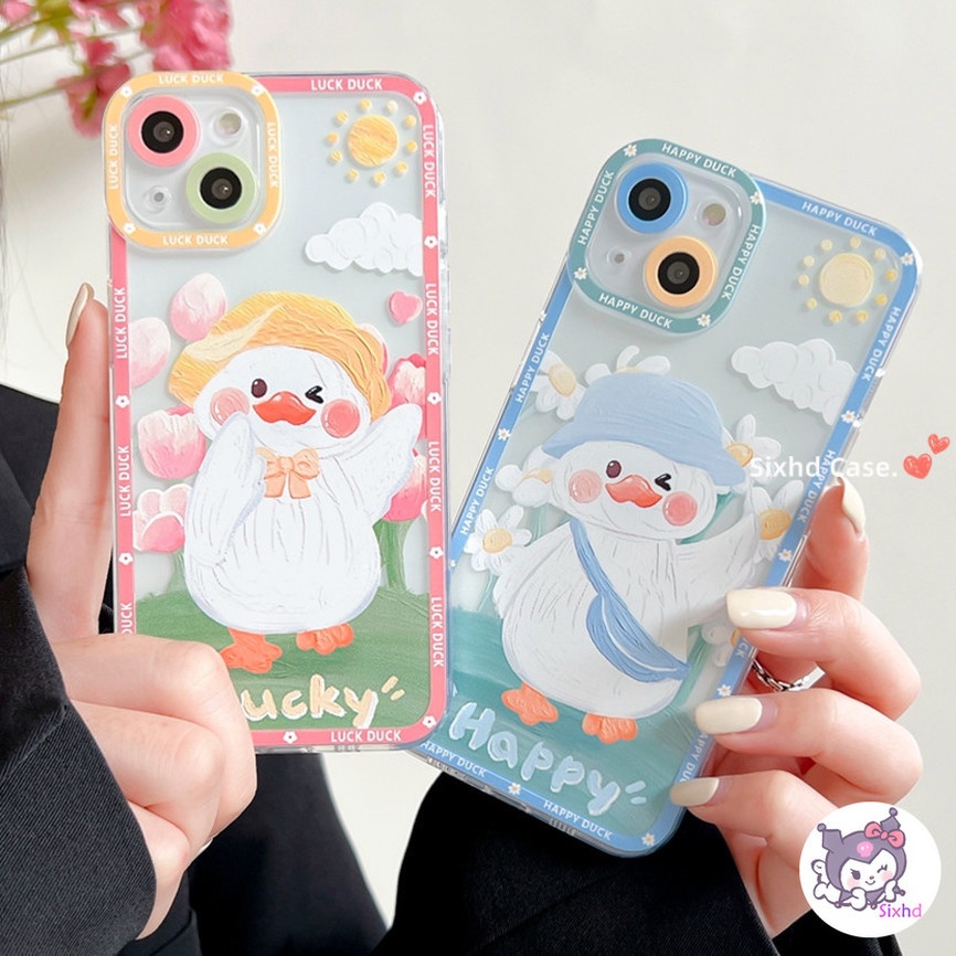 Ốp Lưng OPPO A74 A95 A93 A54 A16 A15 A12 A5s A3s A53 A33 A32 A31 A12 A9 A5 A94 A92 A52 F9 Reno 7Z 6Z 5Z Realme C25Y C21Y C15 8i 6i 5i sixhd Ốp Điện Thoại Mềm Chống Rơi Hình Chú Vịt May Mắn Cho