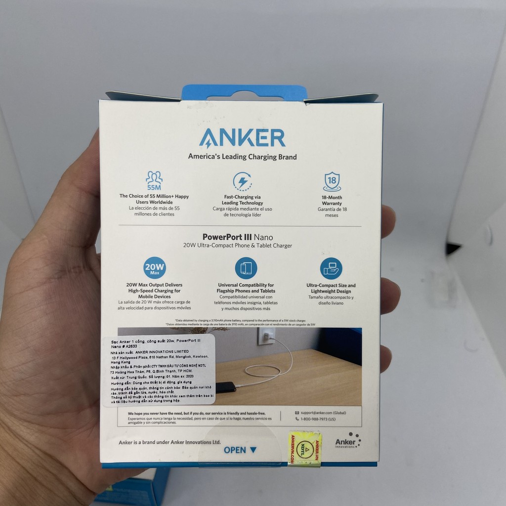 Củ sạc nhanh Anker Powerport III Nano 20W A2633