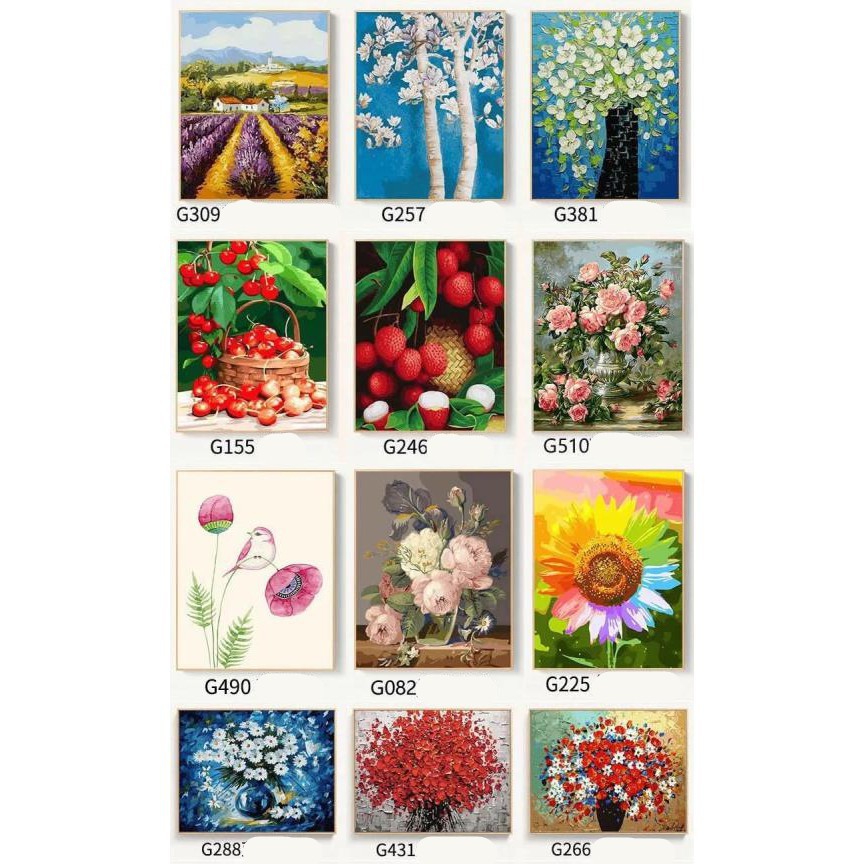 Tranh Sơn Dầu Họa Tiết Hoa Dễ Thương 40x50cm