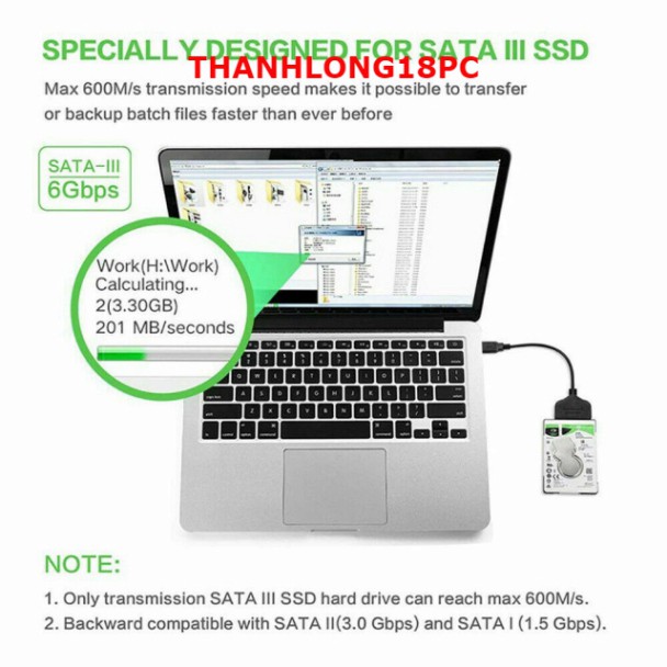 Dây Cáp Chuyển Đổi Kết Nối Ổ Cứng HDD Từ USB 3.0 Sang Sata 22 Pin 2.5 inch | BigBuy360 - bigbuy360.vn