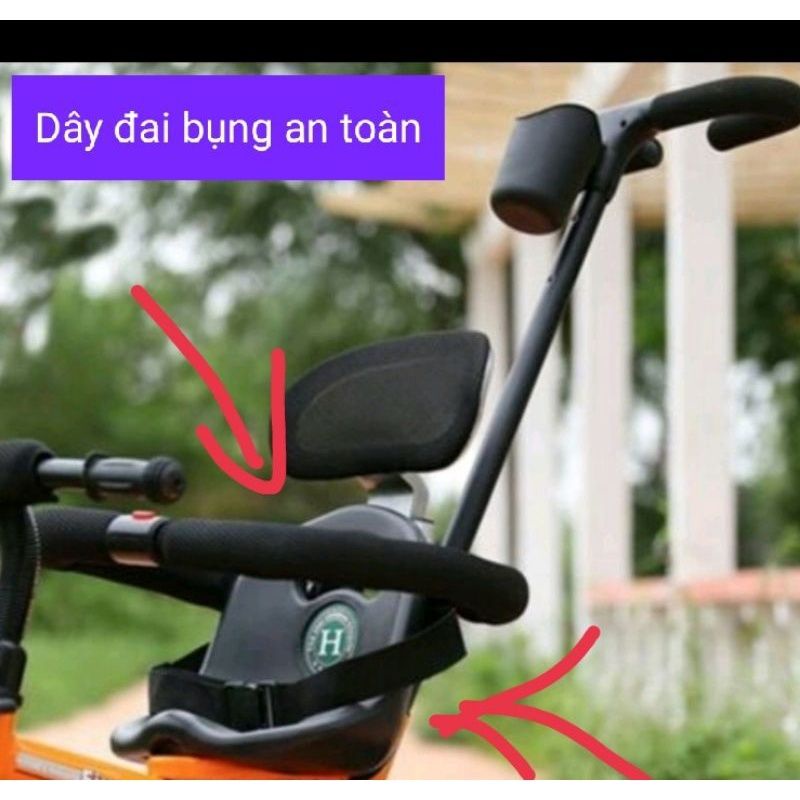 Xe đẩy 3 bánh cho bé có mái che, đai an toàn