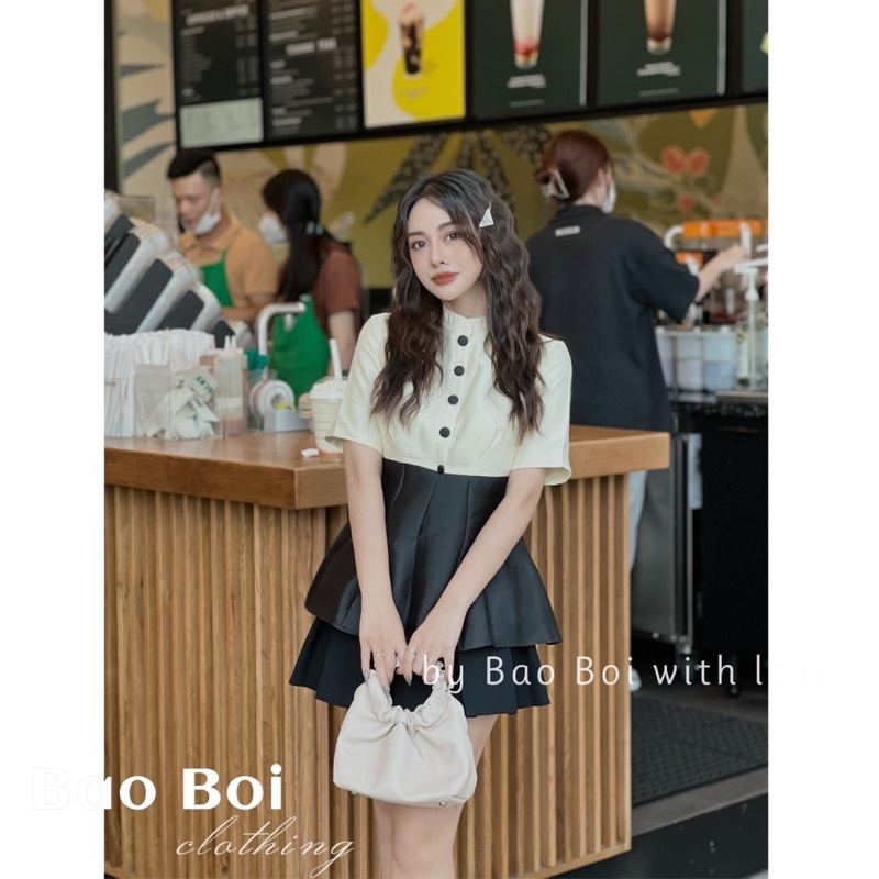 Áo tacta phối khuy bọc
