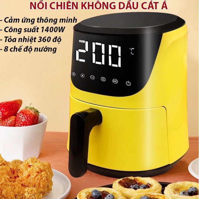 Nồi chiên không dầu Cát Á - 5 Lít Cảm Ứng - Núm Vặn Cơ - Công Suất Lớn Đa Chức Năng - Món ngon tốt cho sức khỏe