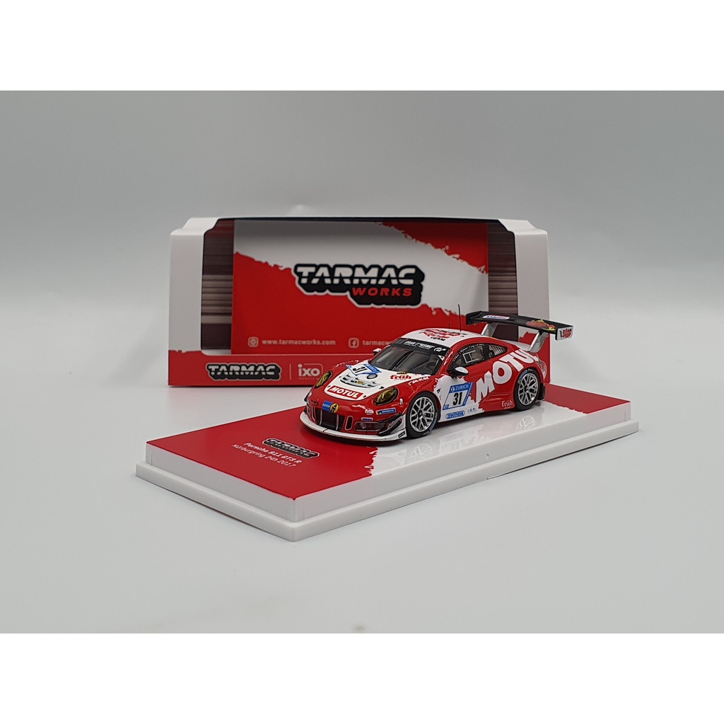 Xe Mô Hình Porsche 911 GT3 R Nurburgring 24H 2017 Tỉ lệ 1:64 Hãng sx Tarmac Works( Trắng Đỏ )