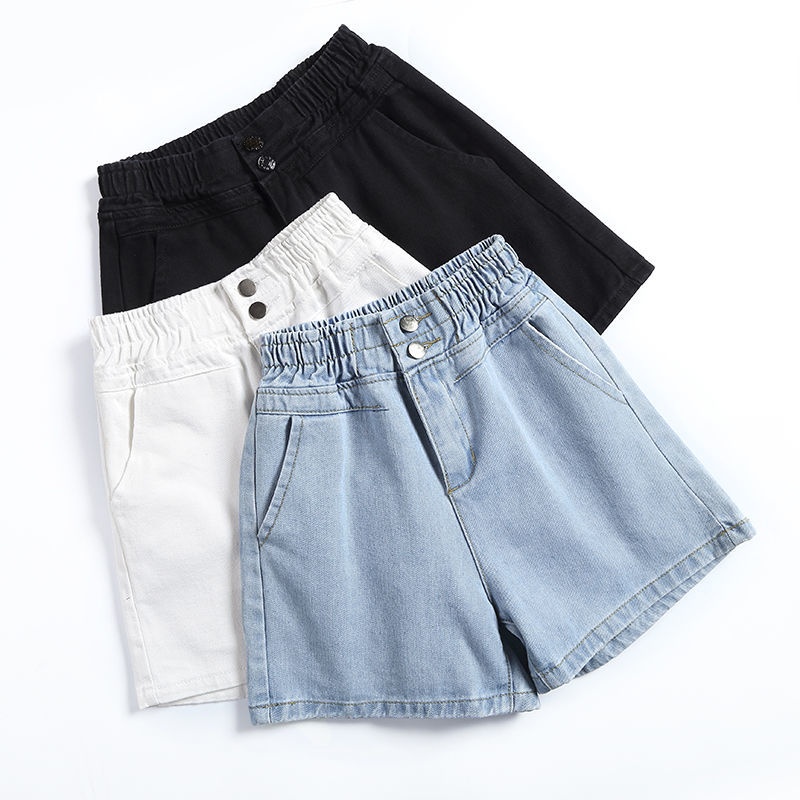 Quần short Denim lưng thun ống rộng phong cách Hàn Quốc thời trang mùa hè mới cho nữ