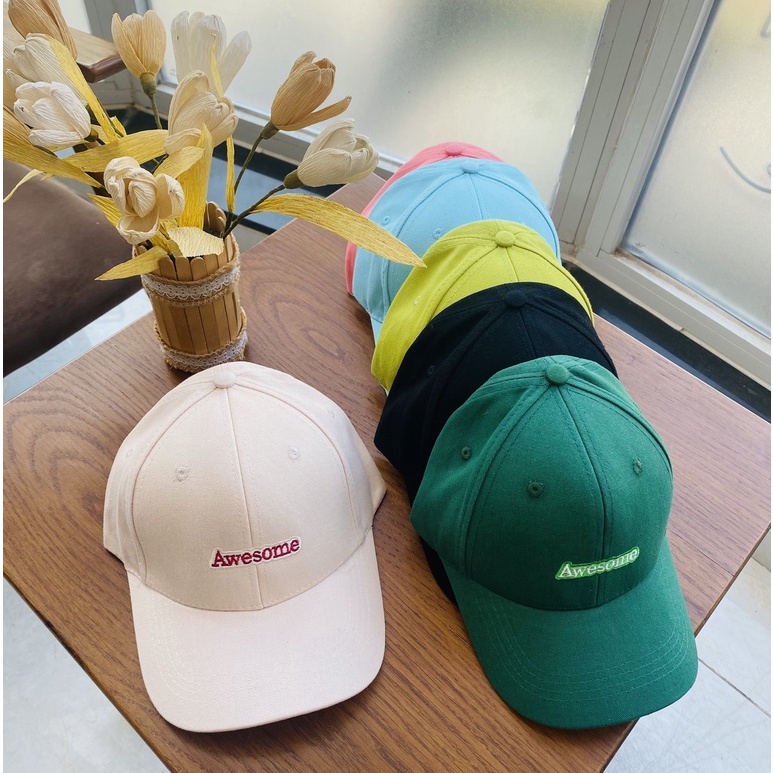 Nón kết lưỡi trai thêu chữ Awesome phong cách Ulzzang Hàn Quốc form unisex cho nam nữ mã N3
