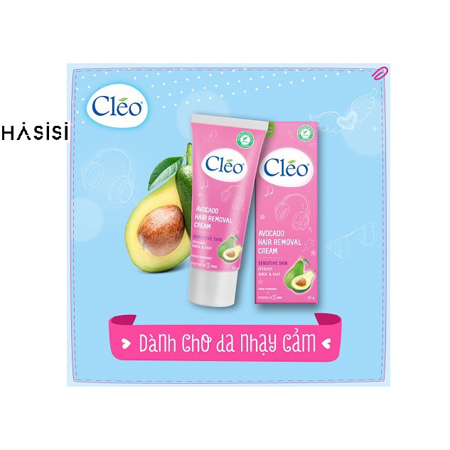 Kem Tẩy Lông Cho Da Nhạy Cảm CLÉO AVOCADO HAIR REMOVAL CREAM SENSITIVE SKIN 50G