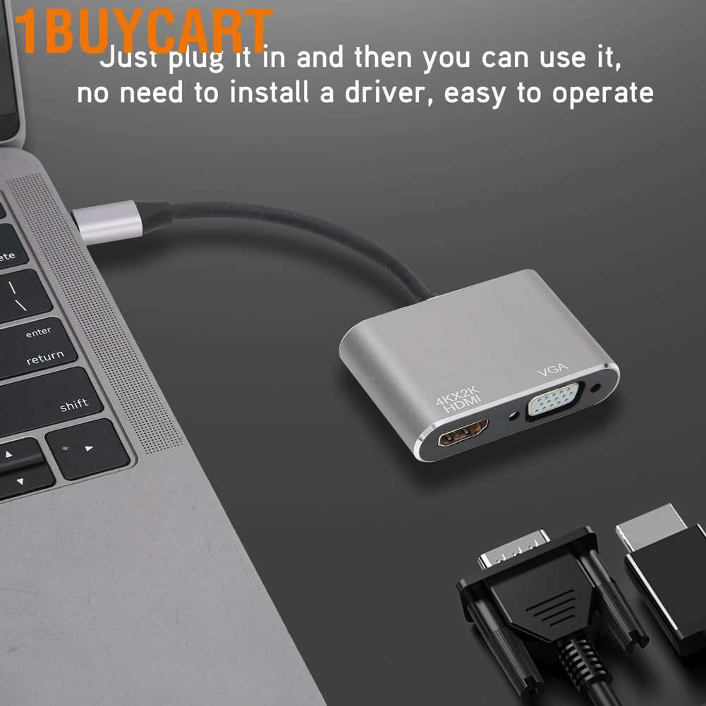 1buycart Usb 3.1 Hub Type-C To Vga Converter 4k Hd Adapter Cable Laptop Mobile Phone Điện Thoại