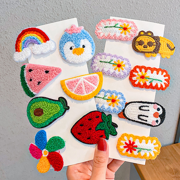 10Pcs/Set Cartoon Kids Hair Clip Set Animal Fruit Bowknot Hair Clips Korean Hair Tie Girls Hair Accessories