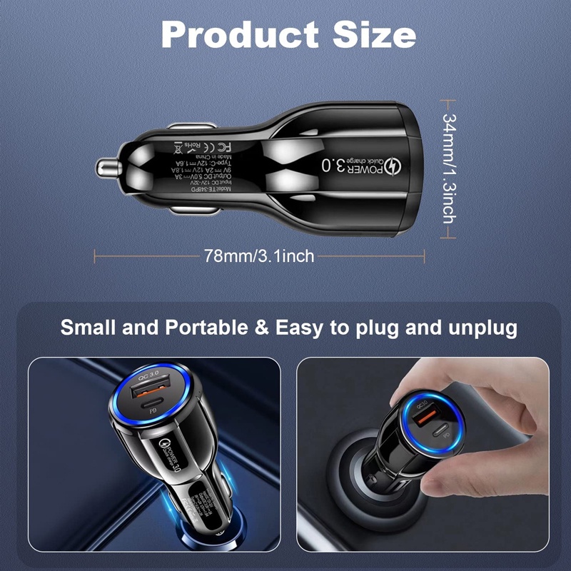 SAMSUNG HUAWEI VANS Tẩu Sạc Điện Thoại Di Động QC PD USB 3.0 Sạc Nhanh Cho Xe Hơi/Xe Tải/Xe Tải/Xe Tải