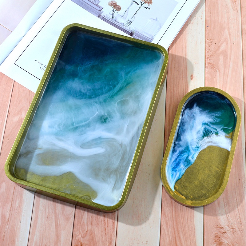 Khuôn Silicone Hình Oval Làm Khay Đựng Vật Liệu Epoxy Resin DIY