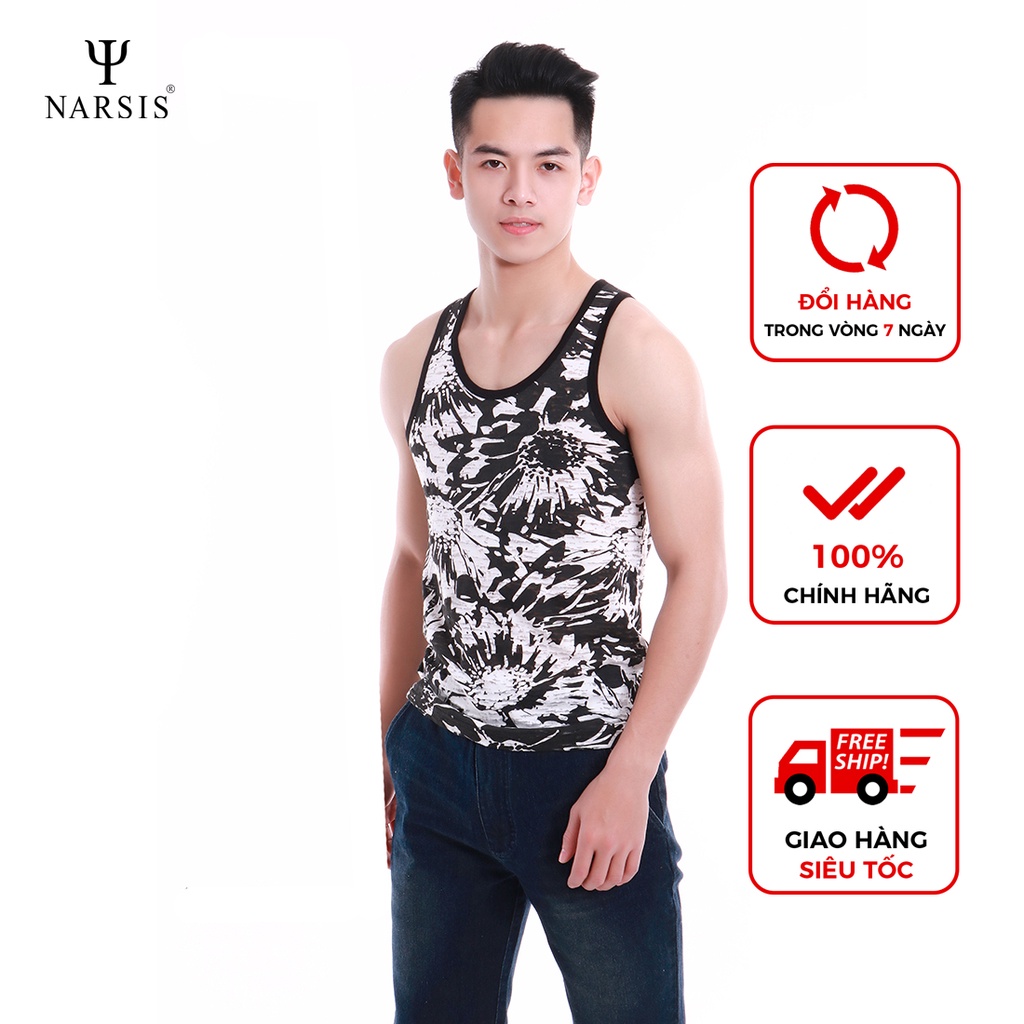 Áo thun nam Narsis NMS1238 màu trắng phối xanh