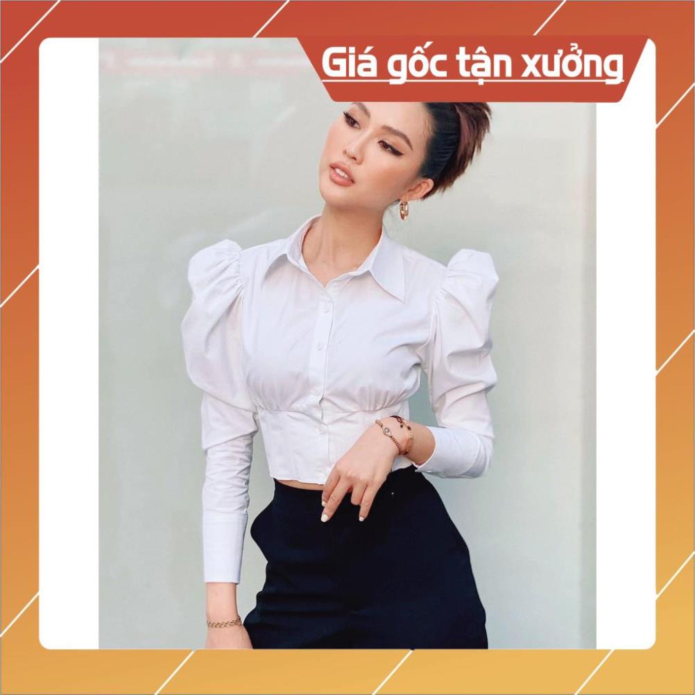 [Hàng Chất Lượng] (HÌNH THẬT) Áo Sơ Mi Croptop Vai Phồng tay Dài CLASSIC (TRẮNG) | BigBuy360 - bigbuy360.vn