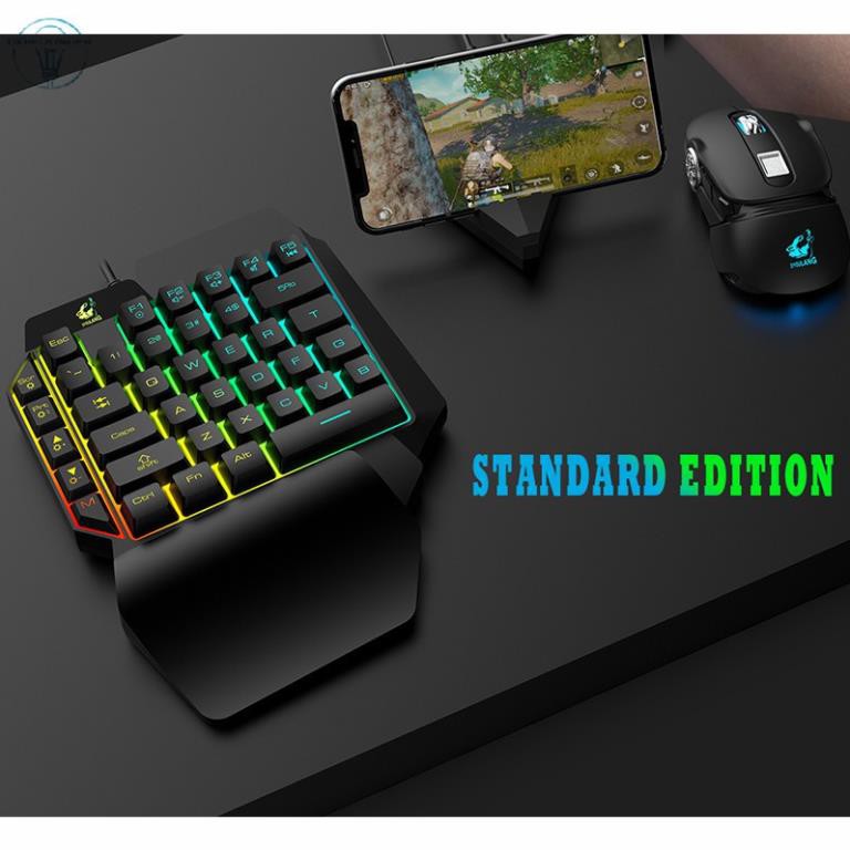 Bàn phím một tay giả cơ led đổi màu 39 phím chuyên game mobile pubg Free Fire trên điện thoại, máy tính bảng, Laptop