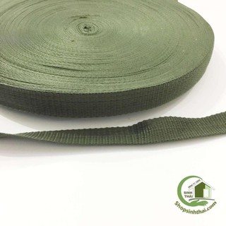 Cuộn dây dù dẹt màu xanh rêu [ 1 mét ]