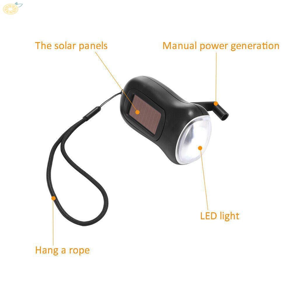 1 X Đèn Pin Năng Lượng Mặt Trời Mini Cầm Tay Màu Đen Có Thể Sạc Lại