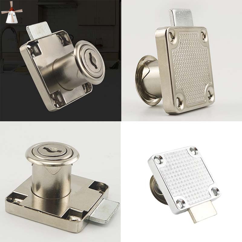 Ổ Khóa Cửa Tủ Bằng Thiếc Hình Vuông Có Lưỡi Móc Tiện Dụng Cho Văn Phòng / Tủ Chén