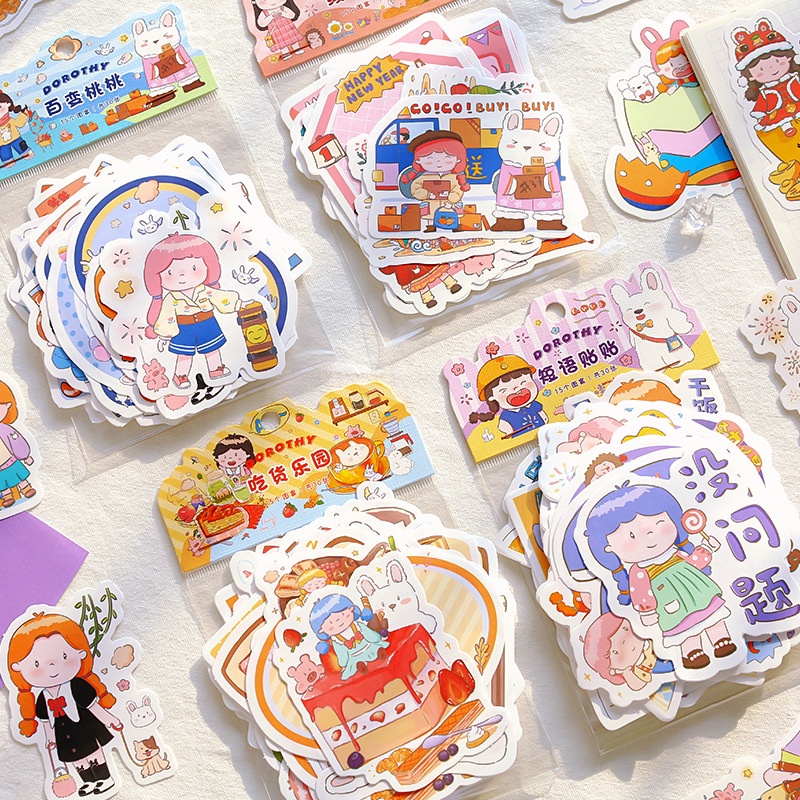 Set 30 Giấy Ghi Chú Họa Tiết Hoạt Hình Sáng Tạo