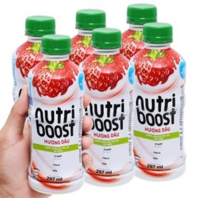 1 vỉ 6 chai sữa dâu nutriboost x 297ml