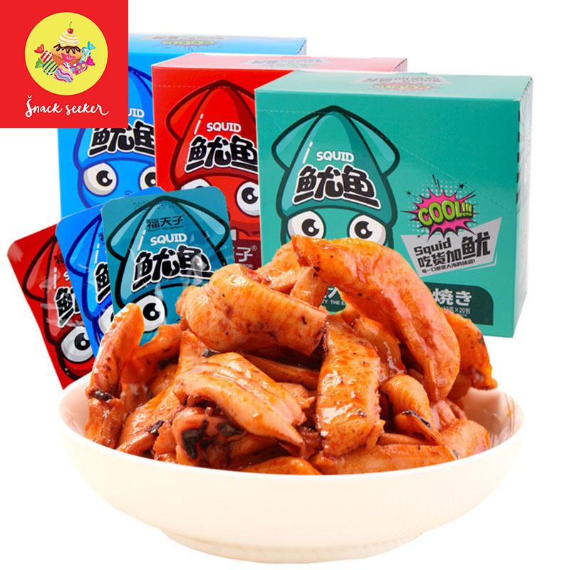 [FREESHIP XTRA 50K] Râu Mực Xào Cay Tứ Xuyên ăn liền siêu ngon - Snackseeker - Râu Mực Cay Phúc Thiên Tử siêu ngon