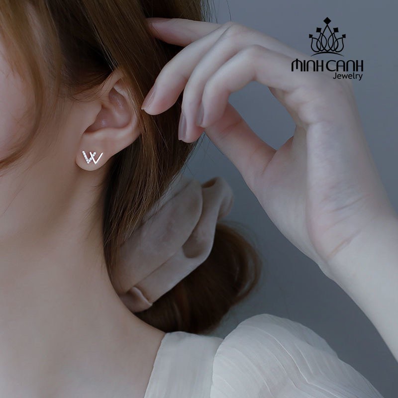 Bông Tai Bạc Nữ Hình Chư W - Minh Canh Jewelry