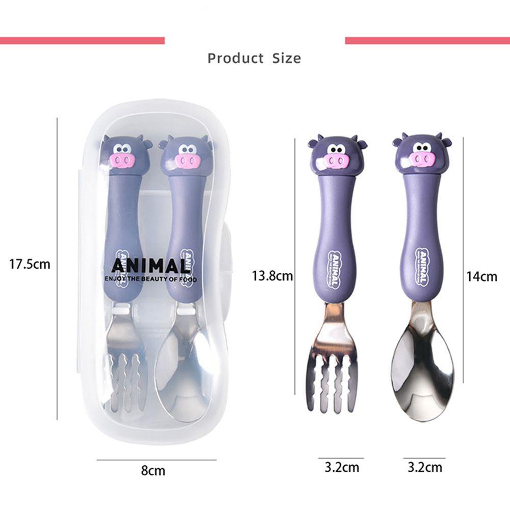 LUOL Bộ Muỗng Nĩa Tập Ăn Kèm Hộp Đựng Cho Bé
