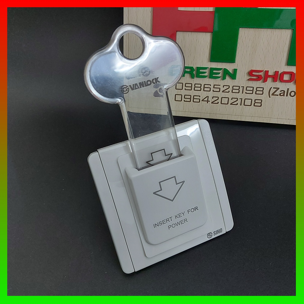 Bộ chìa khóa ngắt điện 20A có đèn báo loại vuông SINO - VANLOCK S66KT, thẻ từ ngắt điện khách sạn nhà nghỉ