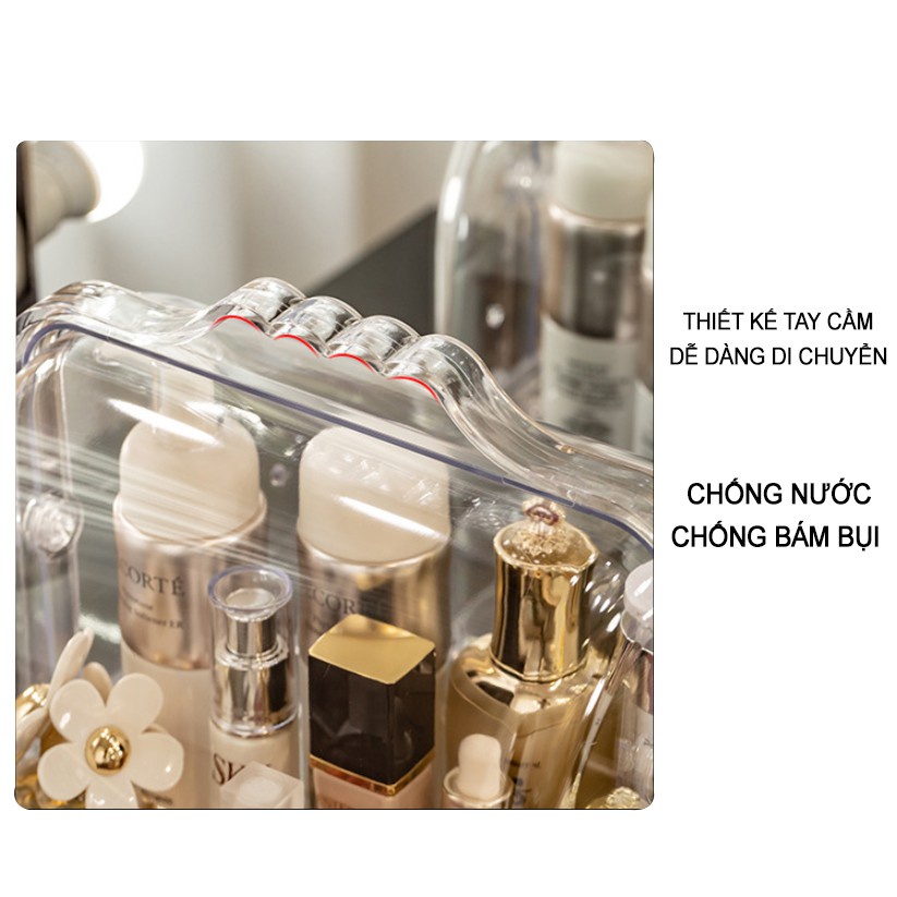 Hộp lưu trữ mỹ phẩm Hộp lưu trữ chống bụi để bàn Loại ngăn kéo acrylic Hộp đựng đồ trang điểm trong suốt+ 3 ngăn kéo