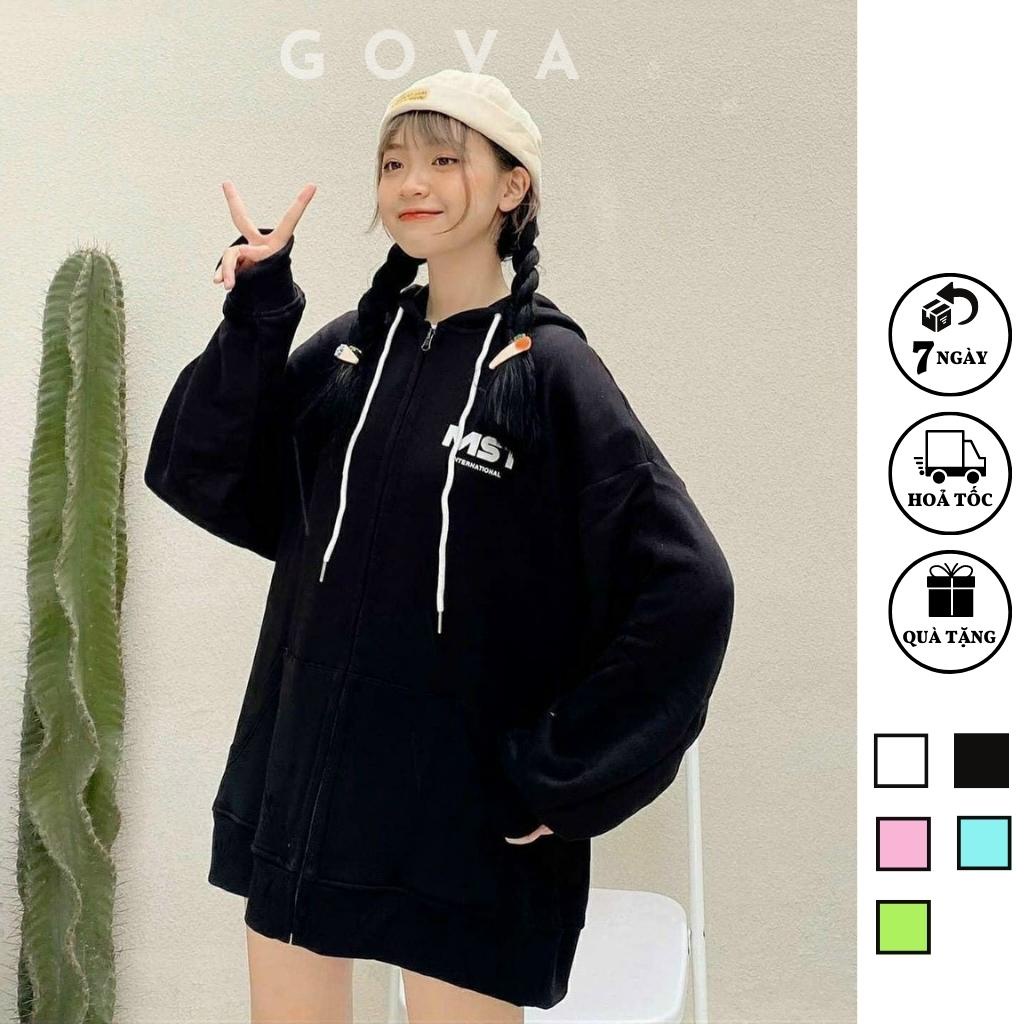 Áo khoác nỉ Hoodie MISS.OUT Dây Kéo form rộng áo nỉ bông ulzzang Cá Tính Unisex AKN10 GOVA