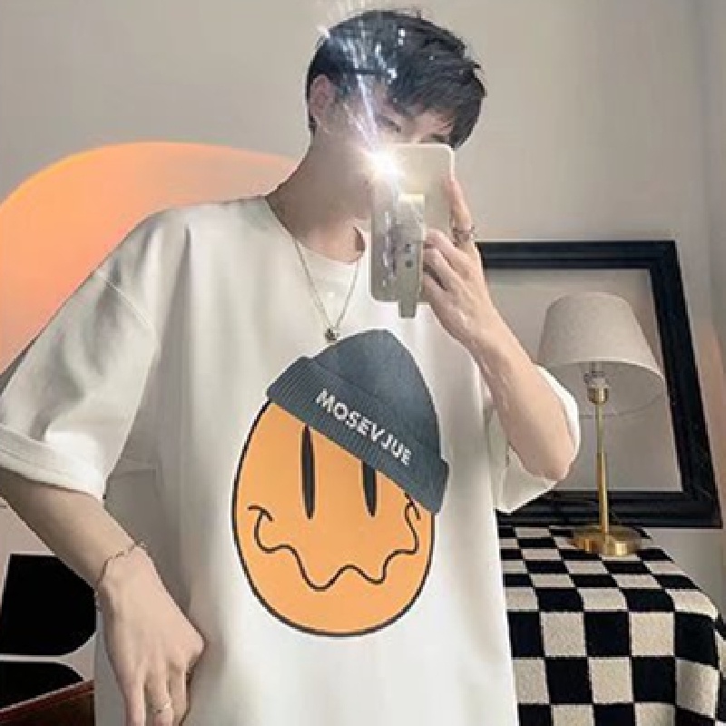 Áo Thun Tay Ngắn Dáng Rộng In Chữ Phong Cách Hip Hop Hàn Quốc Thời Trang Mùa Hè Cho Nam Size M-5XL