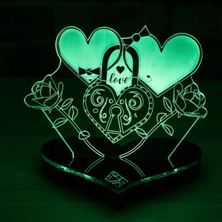 Mô Hình Đèn Led 3D 2 Trái Tim Tình Yêu