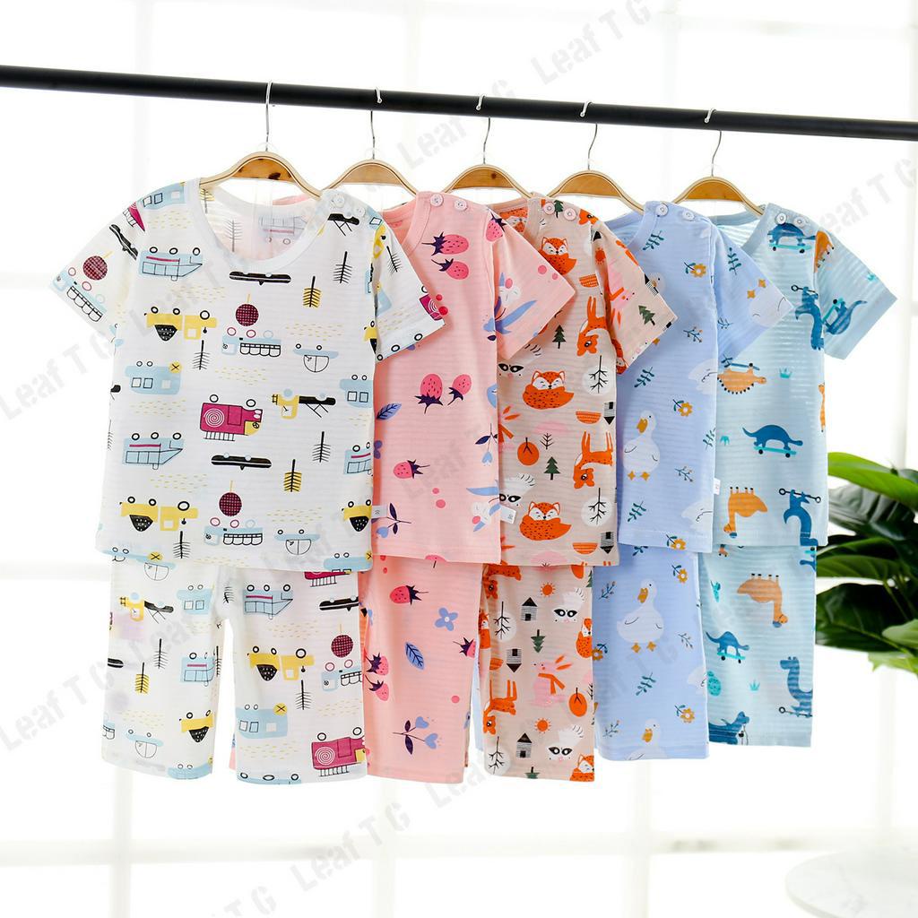 Bộ đồ ngủ cotton tay ngắn thoáng khí cho trẻ em