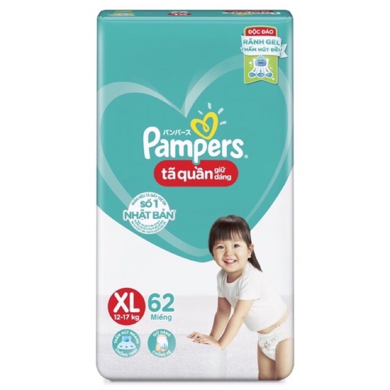 Tã/bỉm quần Pampers giữ đang mẫu mới M60/L54/Xl48