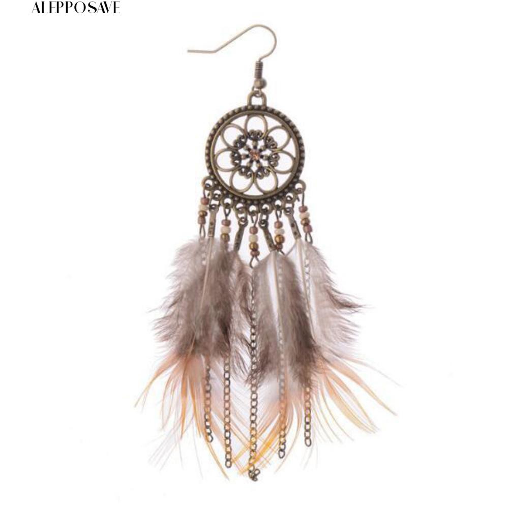 Bông Tai Hình Dreamcatcher Lông Vũ Xinh Xắn