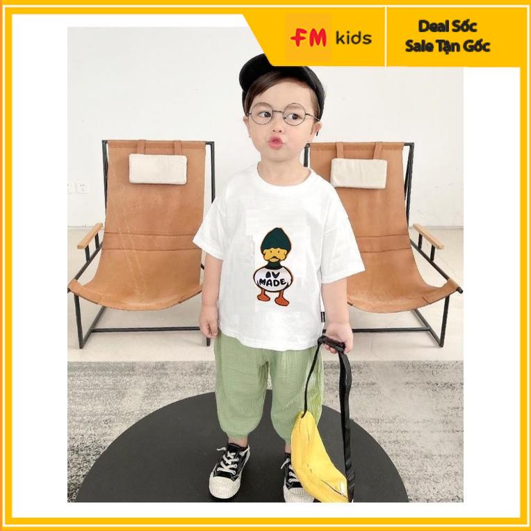 Áo thun cho bé Fm style chất thu cotton co giãn mền mại in hình con vịt hot siêu yêu cho bé 8-20kg-3-6 tuổi -220301038