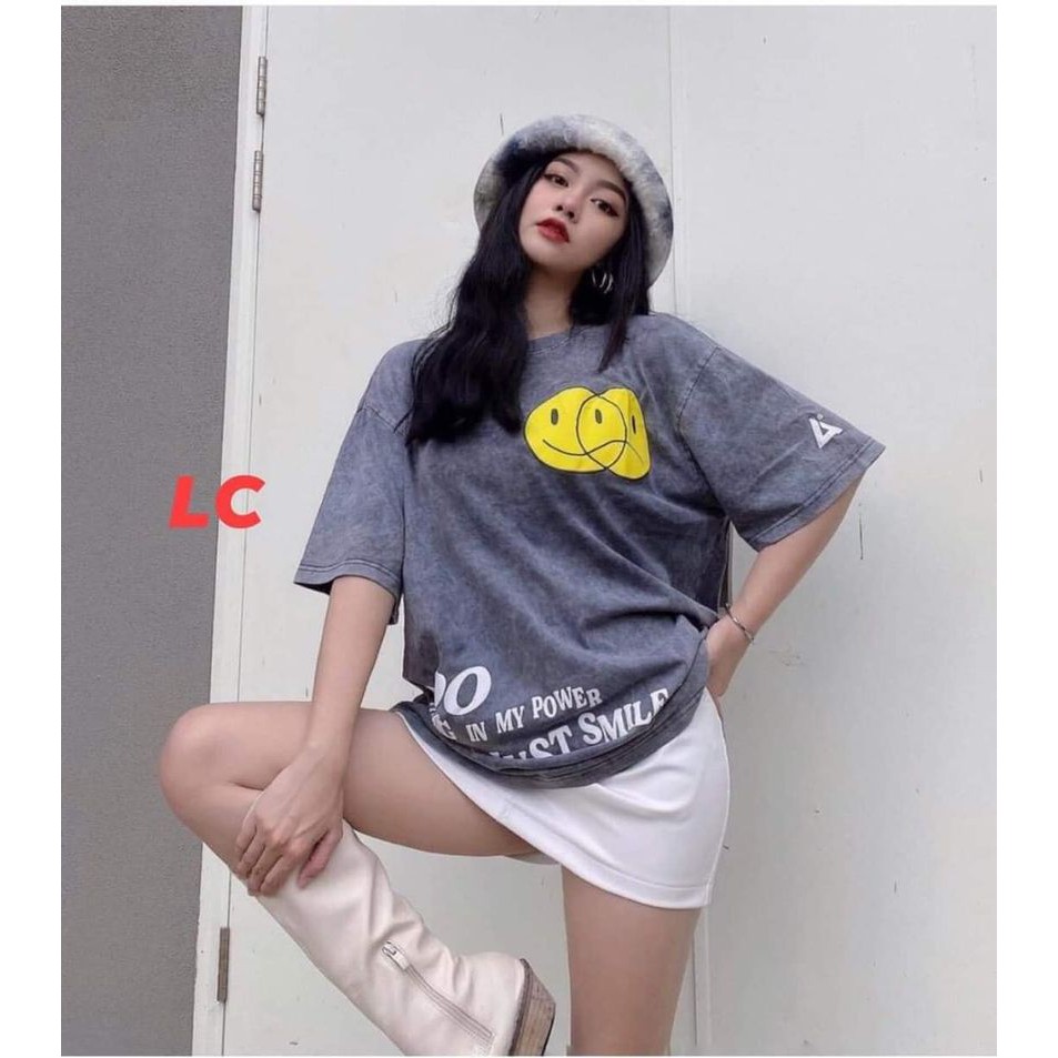 Áo Phông Loang Thái Mặt Cười Unisex 🦋 Áo Thun Cộc Tay Dáng Rộng Nam Nữ 🦋