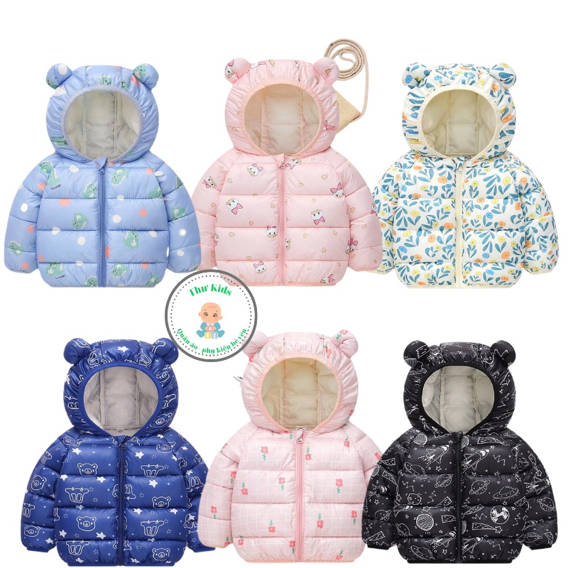 Áo khoác cho bé, áo phao lót lông cho bé gái hàng xuất dư xịn mặc mùa đông siêu ấm Thư Kids size từ 6 tháng đến 3 tuổi
