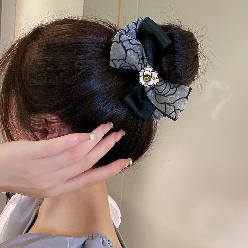 NICKOLAS Kẹp Tóc Đuôi Ngựa Hình Nơ Hoa Phong Cách Vintage Cho Nữ Giá Đỡ