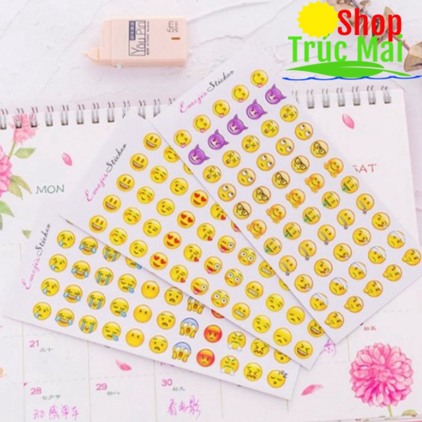 Set 12 Tờ Sticker Emoji Cảm Xúc Trang Trí Sổ Sách Độc Đáo