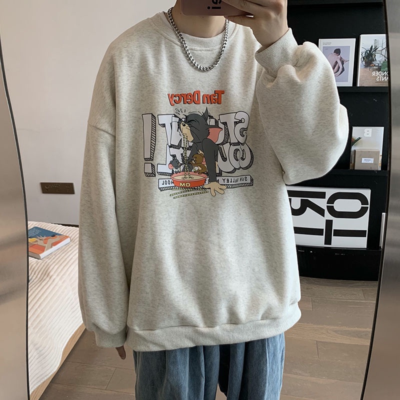 Áo hoodie tay dài in hình mèo và chuột hoạt hình thời trang dành cho cặp đôi