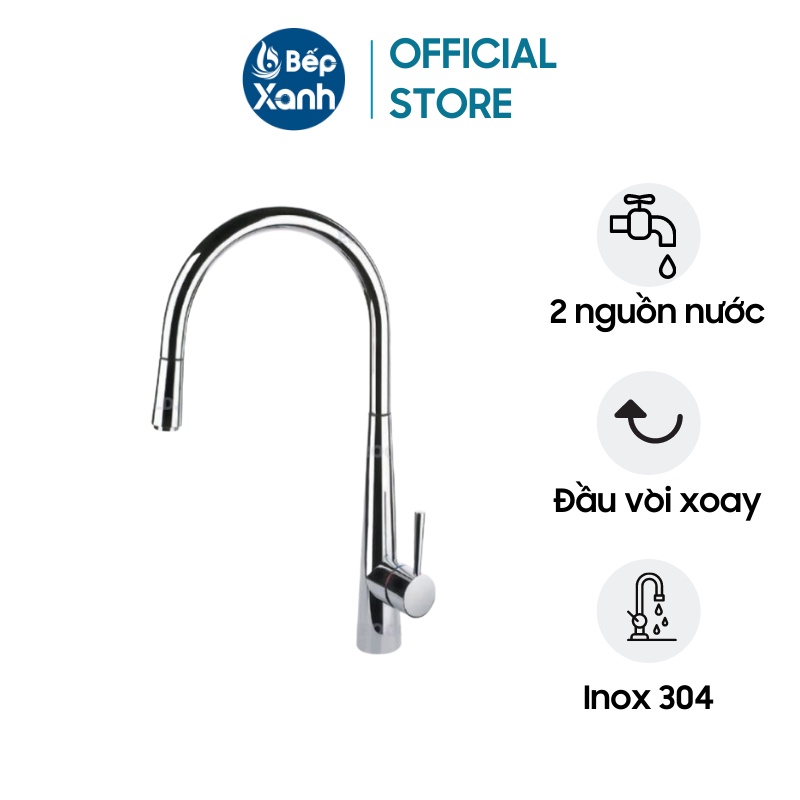 [FREESHIP HCM] Vòi Rửa Chén Eurogold EUF118BR - Inox 304 - Xoay 360 Độ