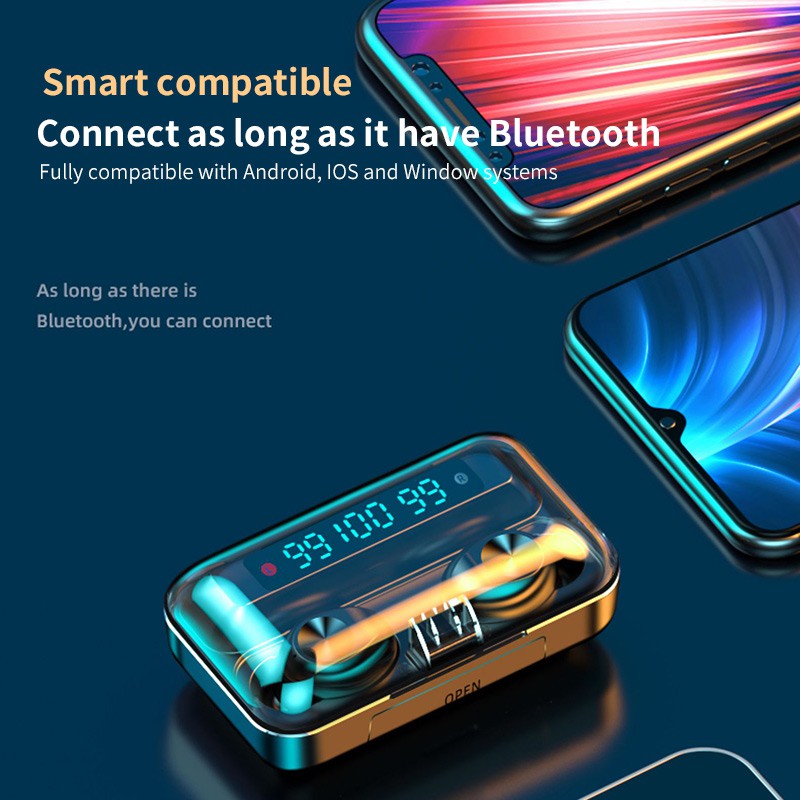 Tai nghe không dây bluetooth AMOI F9-10 PRO TWS có nút cảm ứng và màn hình hiển thị dung lượng pin 3500Mah