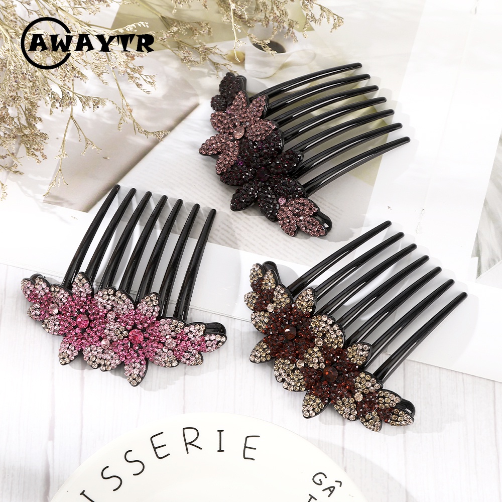 Lược Cài Tóc Đính Đá Hình Hoa Thời Trang Ngọt Ngào Cho Nữ