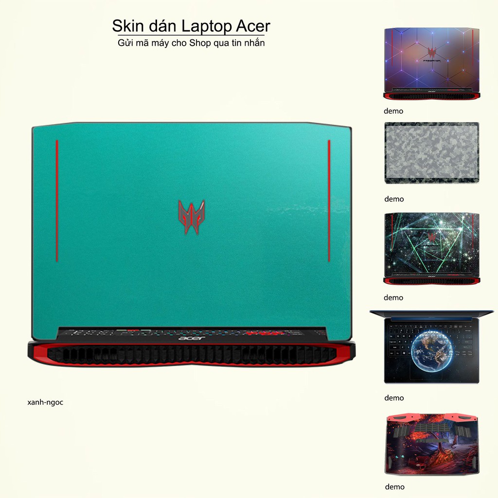 Skin dán Laptop Acer in màu xanh ngọc (inbox mã máy cho Shop)