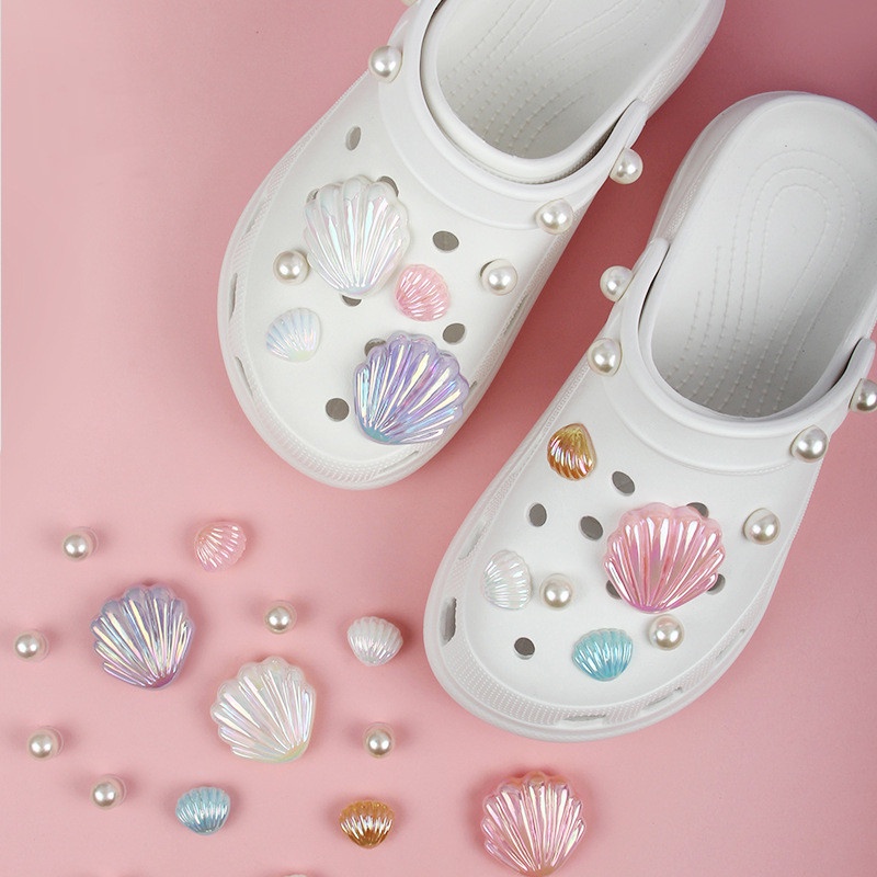 Phụ Kiện Trang Trí Dây Xích Hình Vỏ Sò Xinh Xắn Dùng Trang Trí Giày Diy